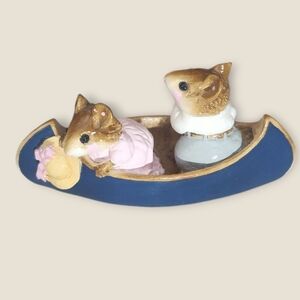 Wee Forest Folk Mice Row Boat Vintage 1981 Pair in Navy Canoe- William Peterson